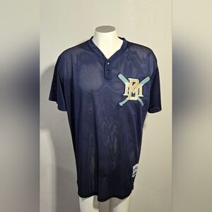 Milwaukee Brewers 1990's Logo look Jersey  Adult XL Mesh Navy Blue
